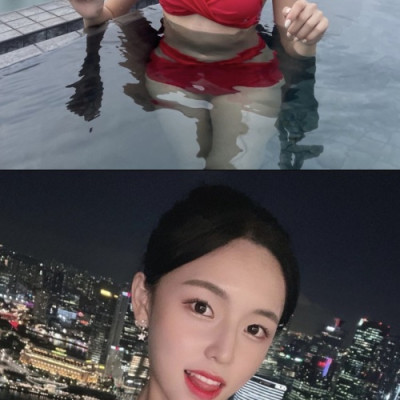 박신비 치어리더 빨간 비키니